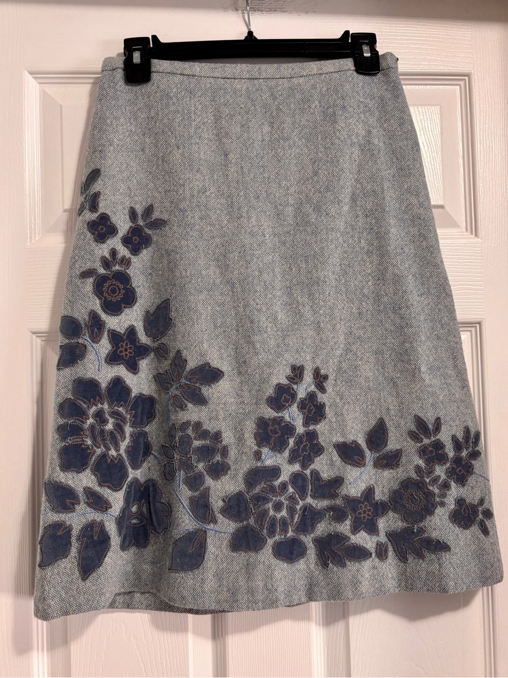 Boden Blue Floral Tweed Knee Length Skirt- VGUC Sz 10R